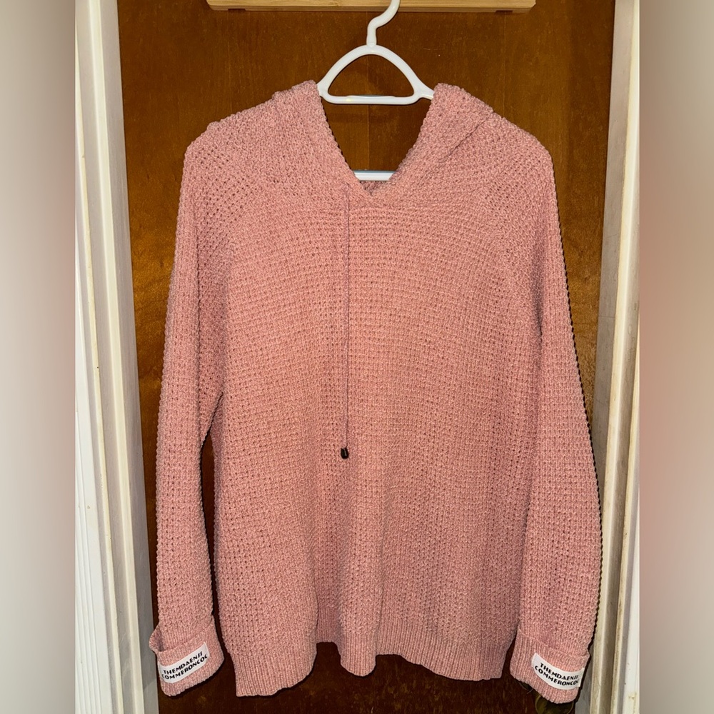 Waffle Pink Hoodie, super soft Size L/XL